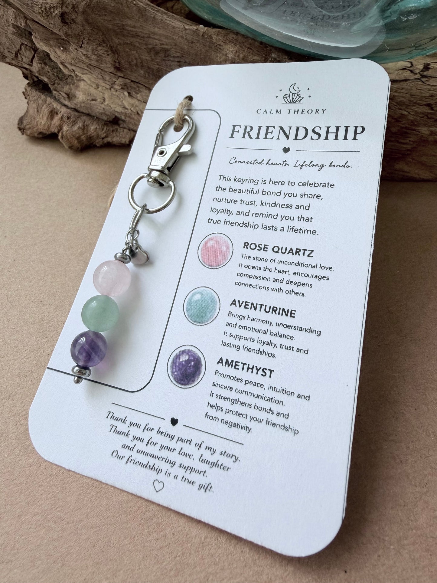 Friendship Crystal Healing Gemstone Keyring