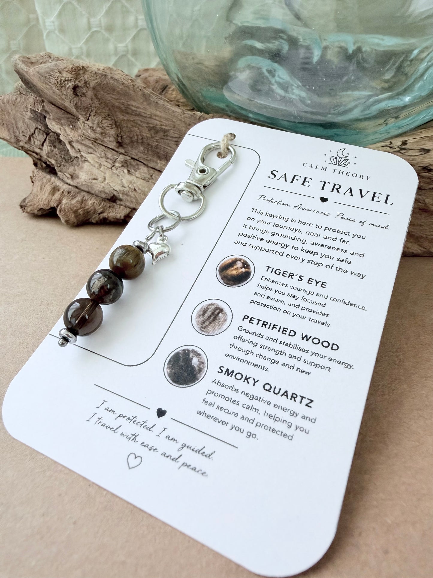 Safe Travel Crystal Healing Gemstone Keyring
