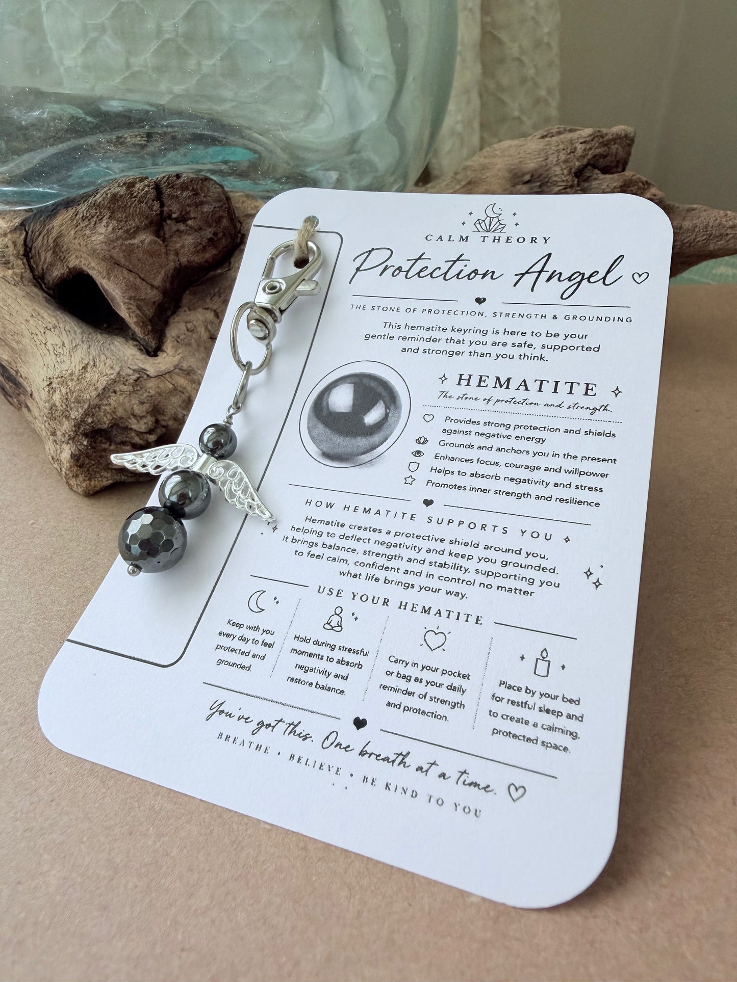 Protection Angel Hematite Keyring