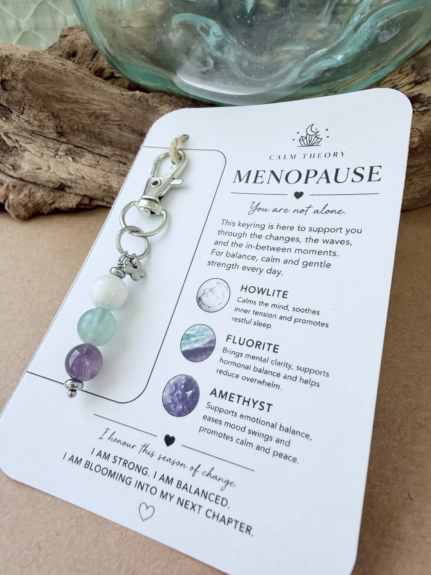 Menopause Support Crystal Healing Gemstone Keyring