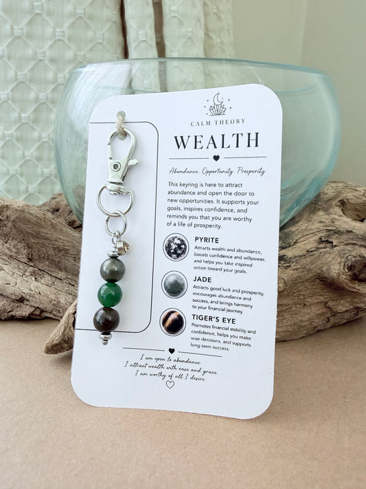 Wealth Abundance Crystal Gemstone Keyring