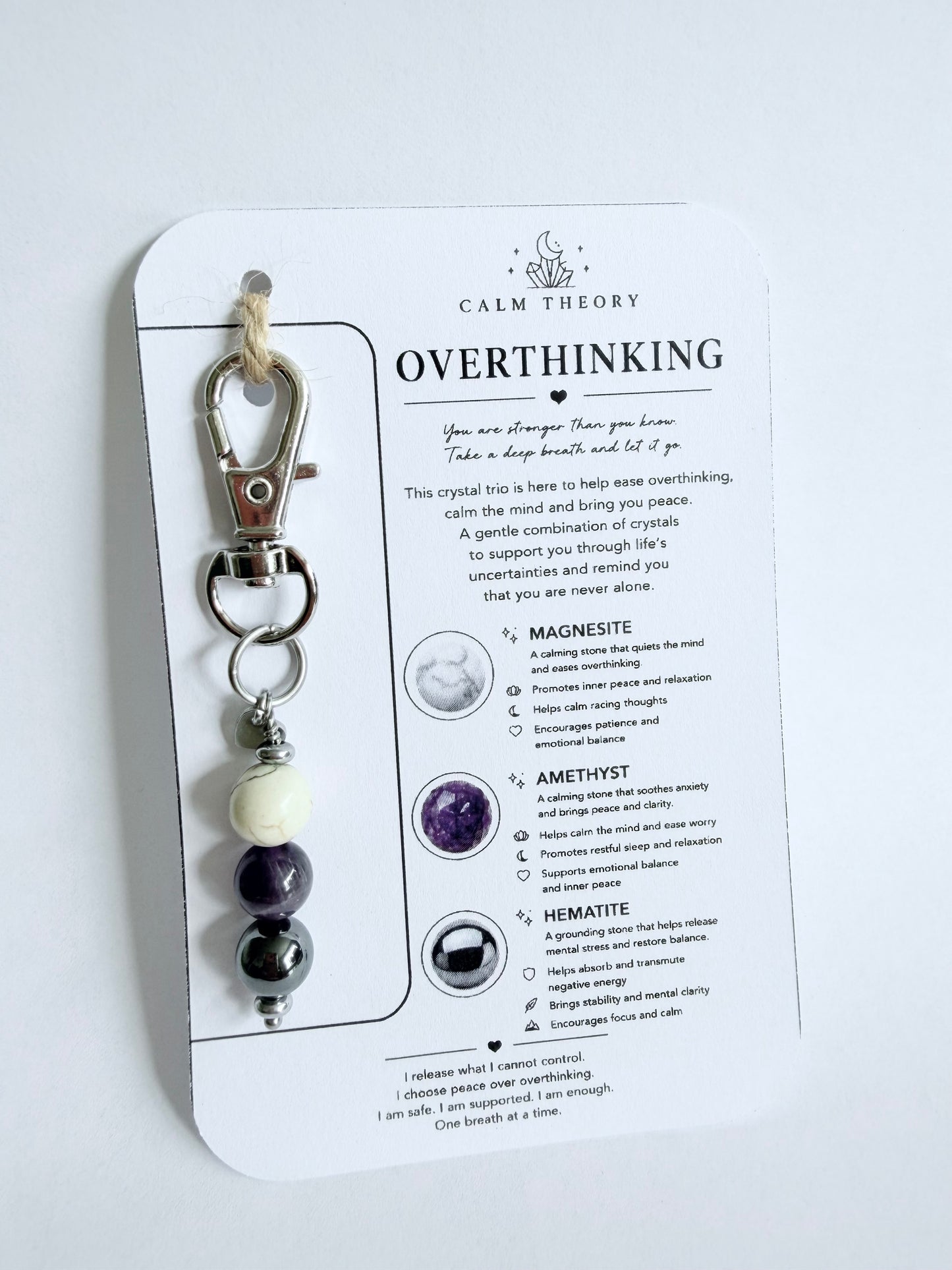 Overthinking Support Crystal Healing Keyring