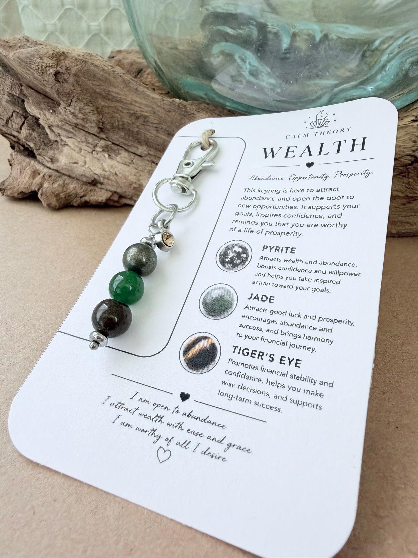 Wealth Abundance Crystal Gemstone Keyring