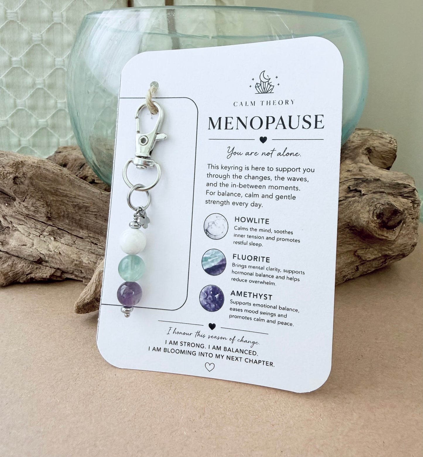 Menopause Support Crystal Healing Gemstone Keyring
