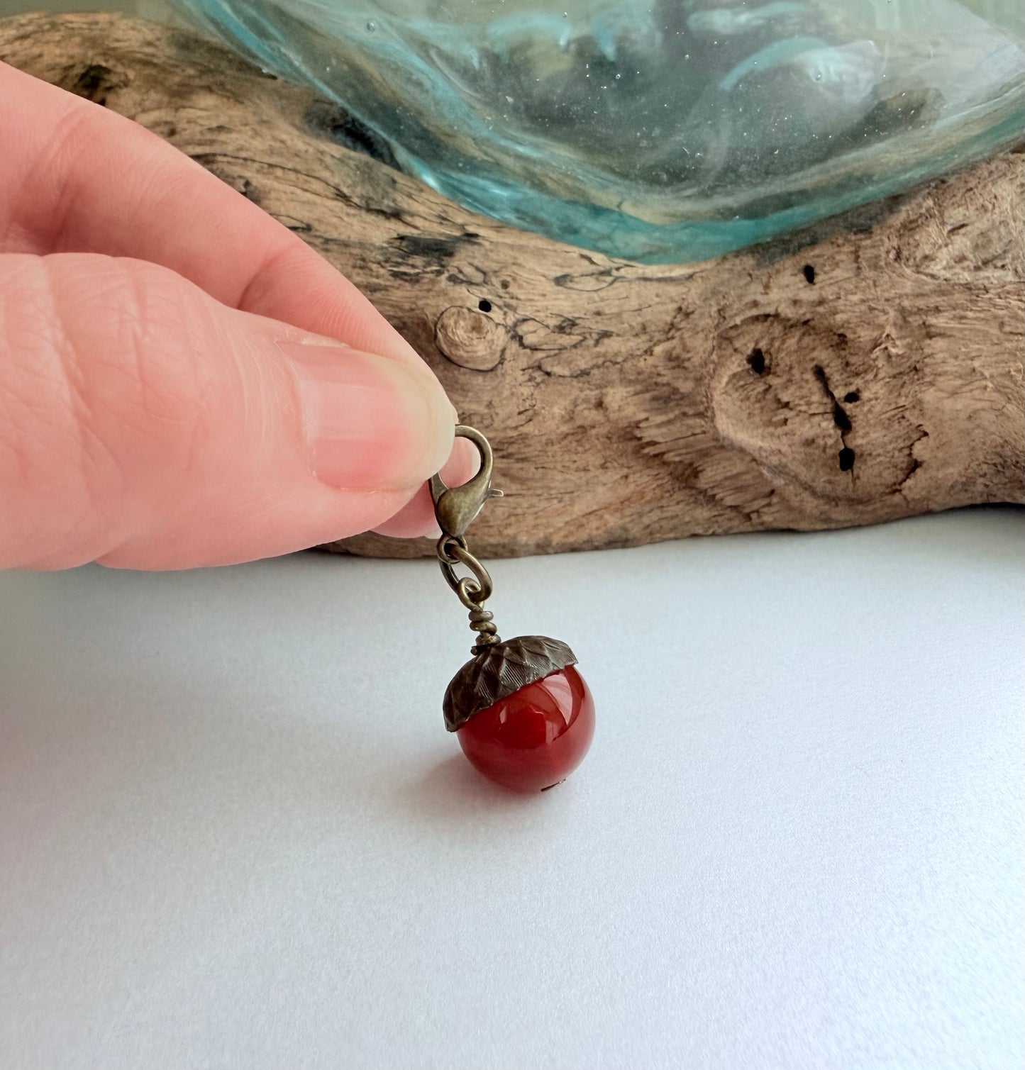 Little Carnelian Acorn Charm