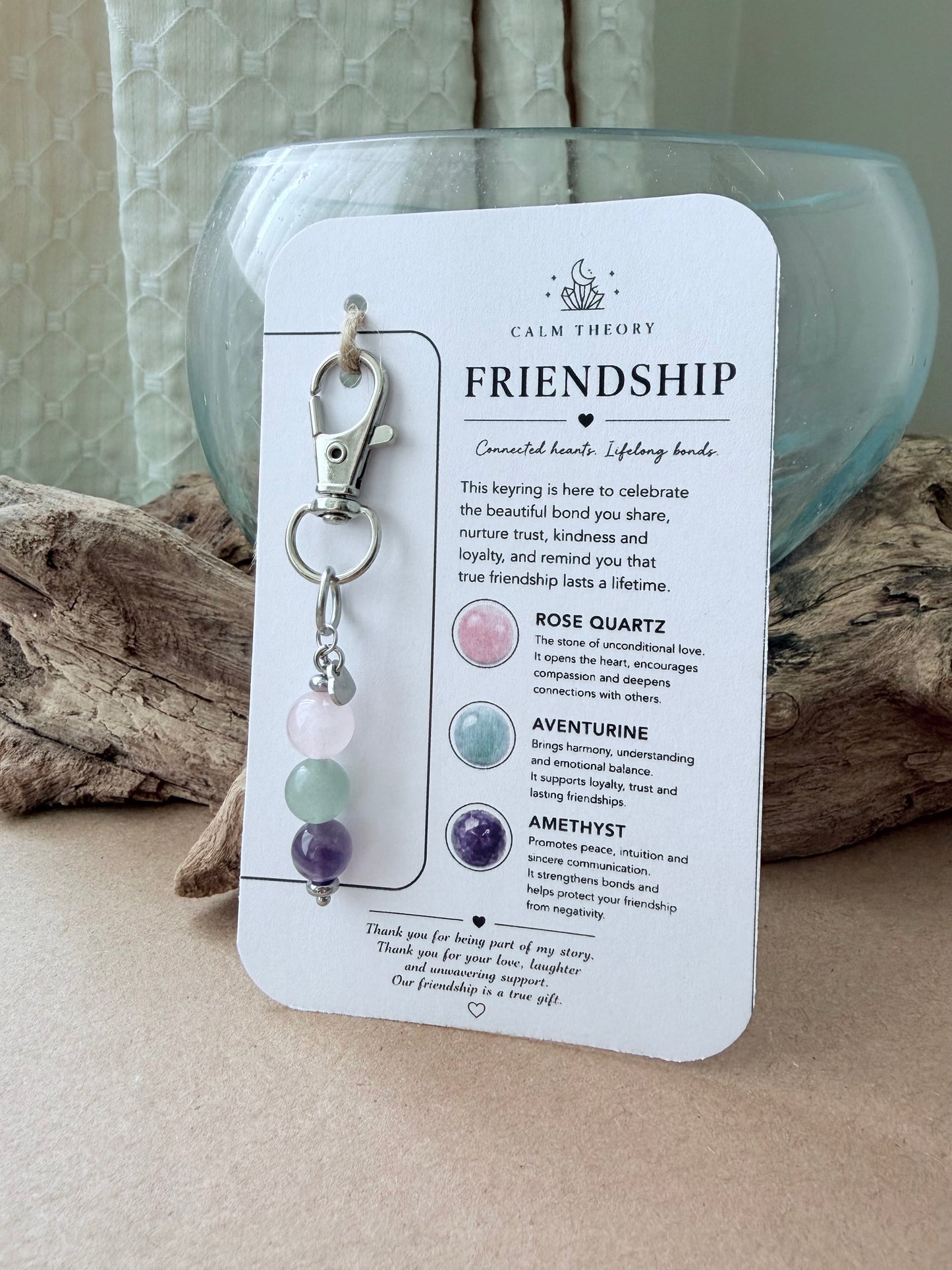 Friendship Crystal Healing Gemstone Keyring