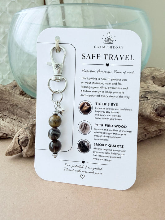 Safe Travel Crystal Healing Gemstone Keyring