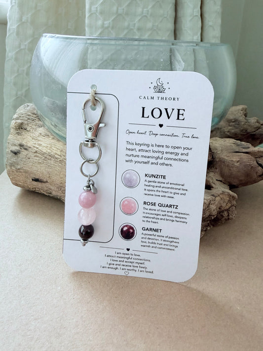 Love Crystal Healing Gemstone Keyring