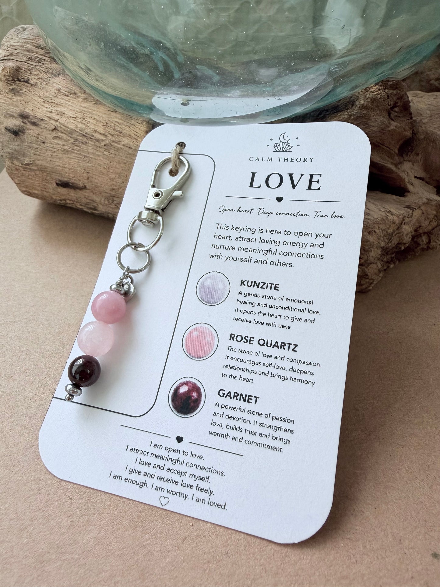 Love Crystal Healing Gemstone Keyring