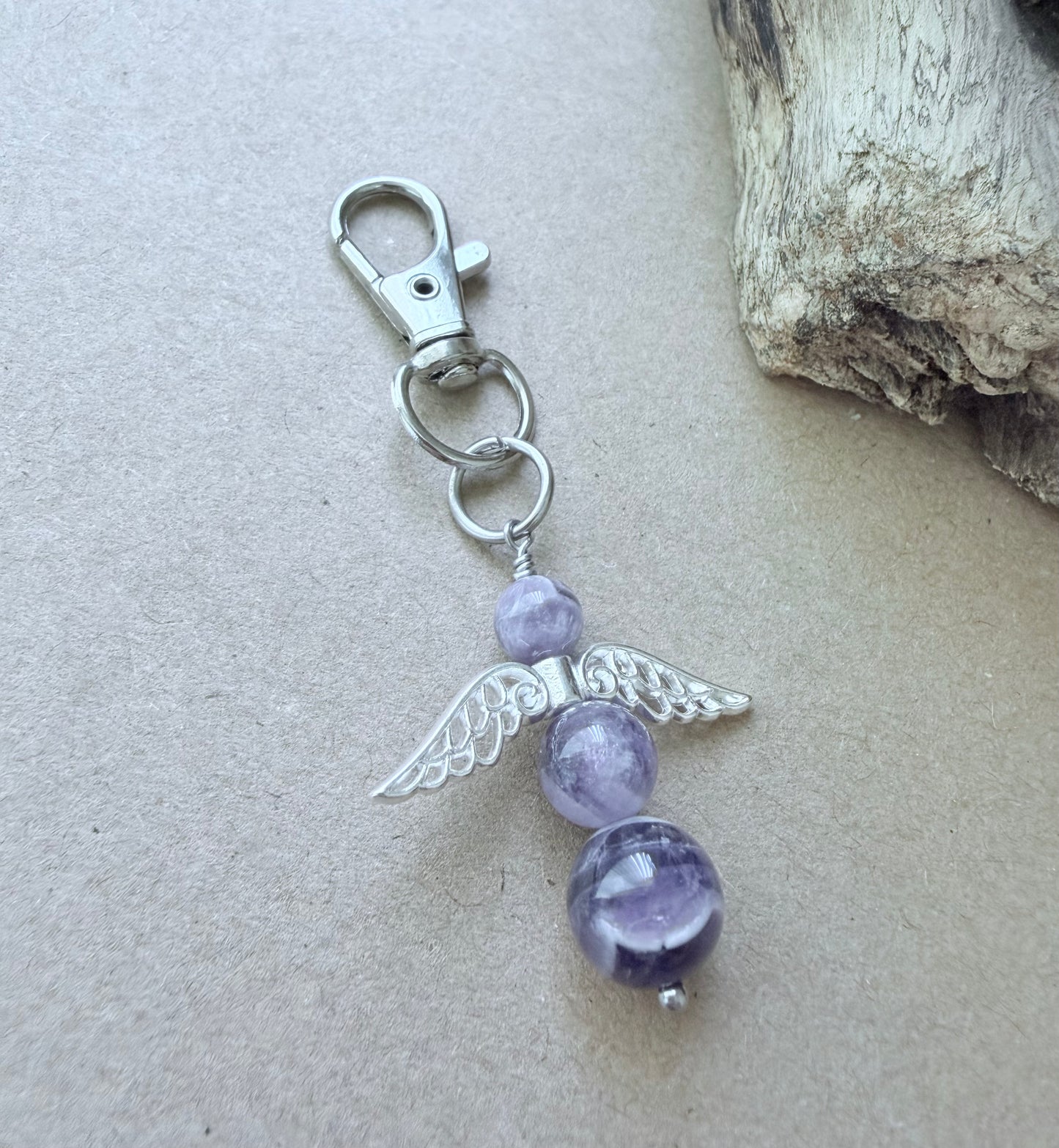 Anxiety Angel Amethyst Keyring