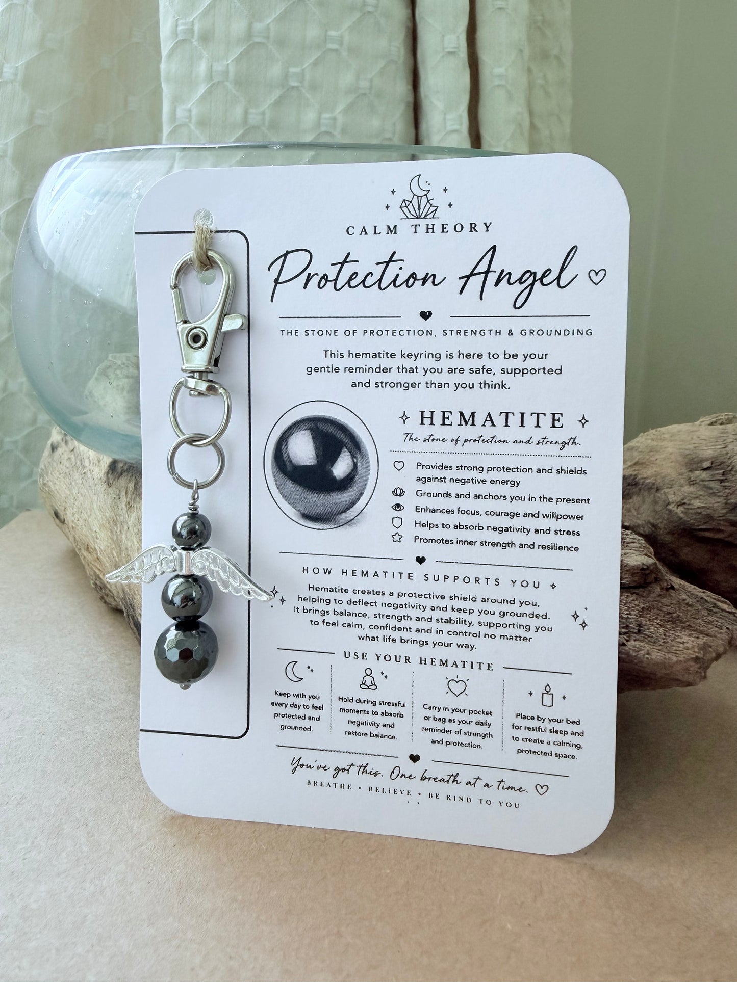 Protection Angel Hematite Keyring