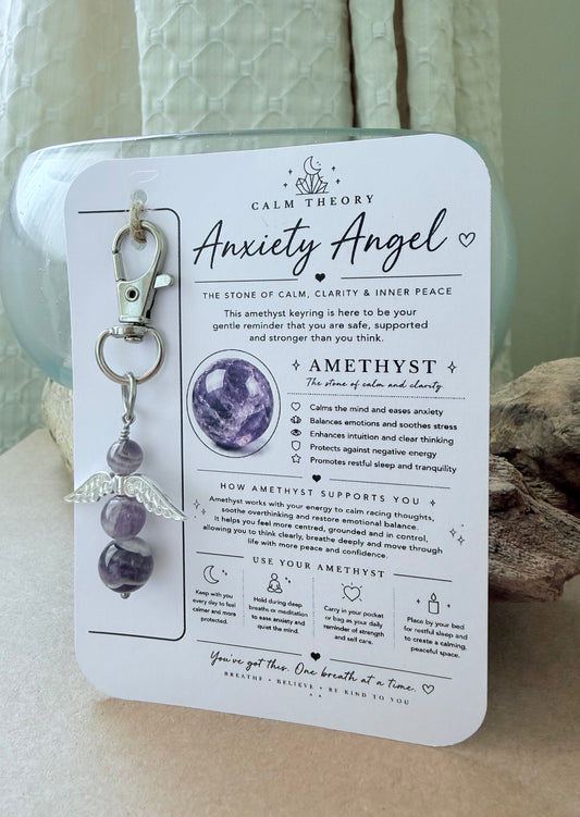Anxiety Angel Amethyst Keyring