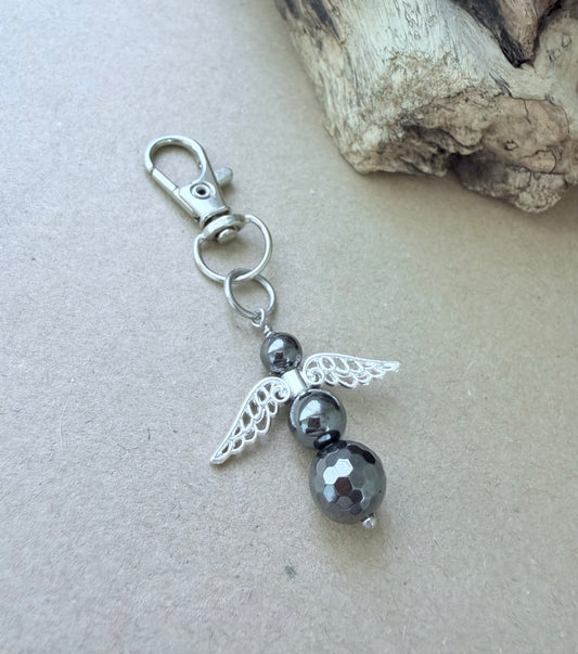 Protection Angel Hematite Keyring
